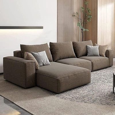 Sectional Sofa With Cushions L-Shaped Comfortable Living Room Sofa Color (Brown)