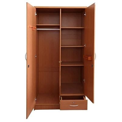 2 Door Wooden Wardrobe,Cabinet,Cupboard Of Engineered Wood With 1 Lockable Drawer Perfect Modern Stylish Heavy Duty Color (Beige)