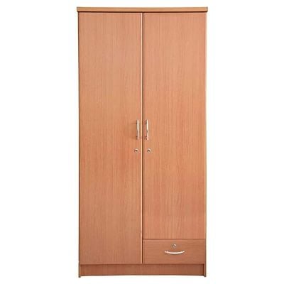 2 Door Wooden Wardrobe,Cabinet,Cupboard Of Engineered Wood With 1 Lockable Drawer Perfect Modern Stylish Heavy Duty Color (Beige)