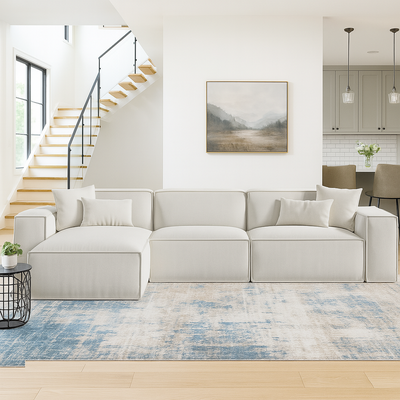 Carol 3 Seater L-Shaped Velvet Sofa – Luxury White Sectional Corner Couch, Modern Design, Solid Wood Frame, Velvet Upholstered Sofa for Living Room