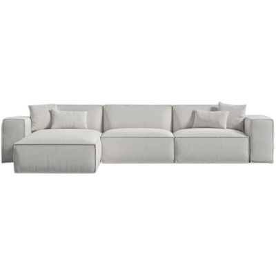 Carol 3 Seater L-Shaped Velvet Sofa – Luxury White Sectional Corner Couch, Modern Design, Solid Wood Frame, Velvet Upholstered Sofa for Living Room