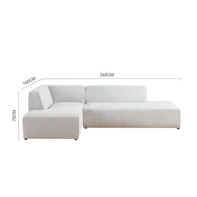Sectional L-Shaped Luxury Sofa For Living Room Solid Wood Corner Modern Design Couch, Velvet Upholstered Color (American Silver)