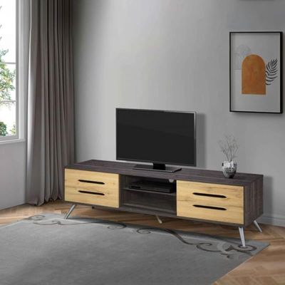 Classico Modern TV Cabinet, Entertainment Stand, Media Console with a Natural Wood Finish & Storage Doors for Living Room or Media Room Color (Chocolate - Wotan Oak)