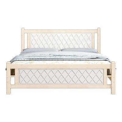 Home Brooklyn Comfortable Wooden Bed Strong And Sturdy Modern Design Bed Frame (Queen 150x190cm, White)