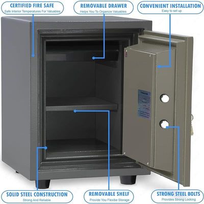 Safe Box Locker with Handle 2-Keys Fire Resistant, Waterproof for Home, Office, Hotel, Privacy Room, Bank, etc Size 34.5x45x35 CM 40-KG KLGW40