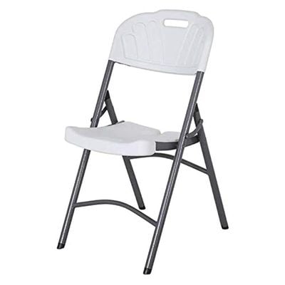 JEICO Folding Plastic Dining Chair; Picnic Chair for Festival BBQ Indoor Outdoor Use, White (WHITE)