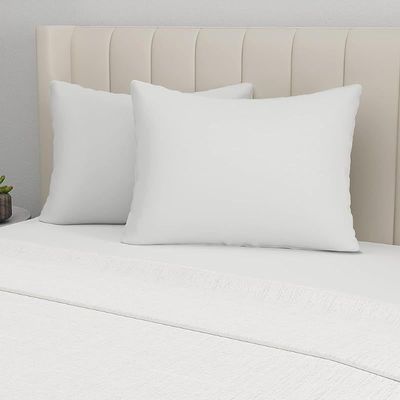 Home Bed Pillows, Medium Density Supportive For Back, Side, and Stomach Sleepers, Standard, 2-Pack, White, 50x70cm