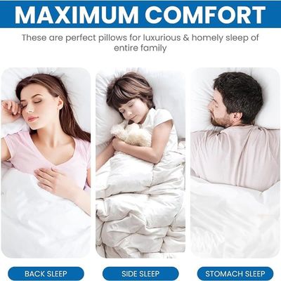 Home Bed Pillows, Medium Density Supportive For Back, Side, and Stomach Sleepers, Standard, 2-Pack, White, 50x70cm