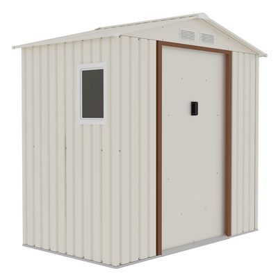 CamelTough Outdoor Metal Storage Shed, 7X4.2 feet, Garden Metal Shed Weather Resistant Beige, CT-640