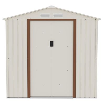 CamelTough Outdoor Metal Storage Shed, 7X4.2 feet, Garden Metal Shed Weather Resistant Beige, CT-640
