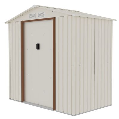 CamelTough Outdoor Metal Storage Shed, 7X4.2 feet, Garden Metal Shed Weather Resistant Beige, CT-640