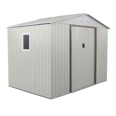 CamelTough Outdoor Metal Storage Shed, 9.1X6.3 feet, Garden Metal Shed Beige, CT-641