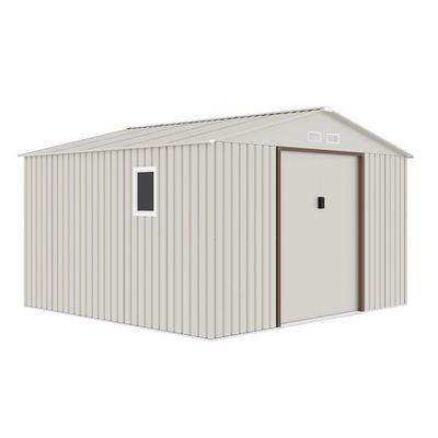 CamelTough Outdoor Metal Storage Shed, 11.2x10.6 feet, Garden Metal Shed Beige, CT-644