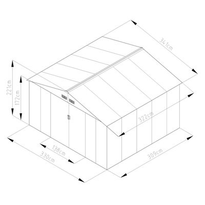 CamelTough Outdoor Metal Storage Shed, 11.2x10.6 feet, Garden Metal Shed Beige, CT-644