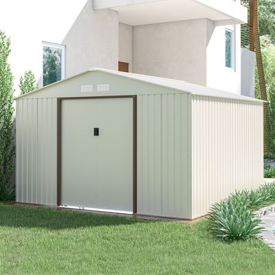 CamelTough Outdoor Metal Storage Shed, 11.2x10.6 feet, Garden Metal Shed Beige, CT-644