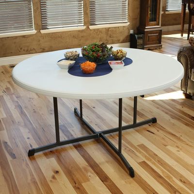 Lifetime 60 Inch, Round Commercial, Fold-in-Half Table,10 Year Limited warranty, White Granite Colour, LFT-5402