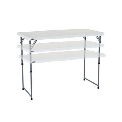 Lifetime 4 Ft Height Adjustable Fold-In-Half Table, Rectangle, Residential, White Granite Colour, LFT-80509