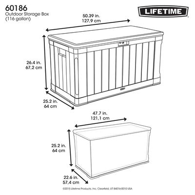 Lifetime, 439L Heavy Duty Storage Box,10 Year Limited warranty, Desert Sand Colour Box, Brown Lid LFT-60186