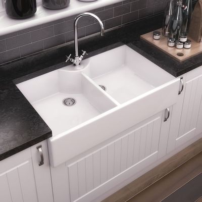 Double Butler Sink with Stepped Weir 895x550x220