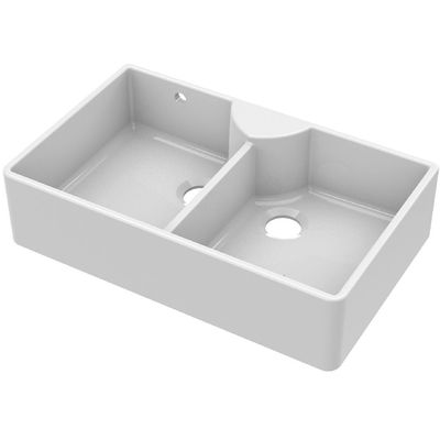 Double Butler Sink with Stepped Weir & Overflow 895x550x220