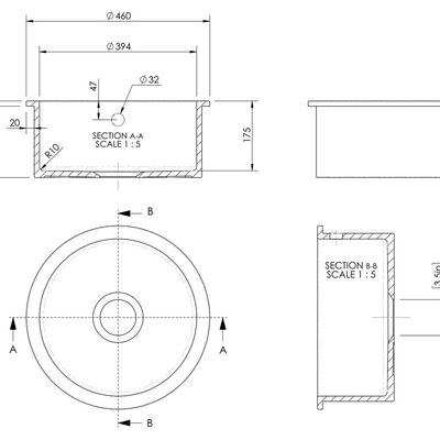 Inset Round Single Bowl 460x191