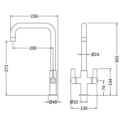 Kosi Mono Dual Lever Chrome