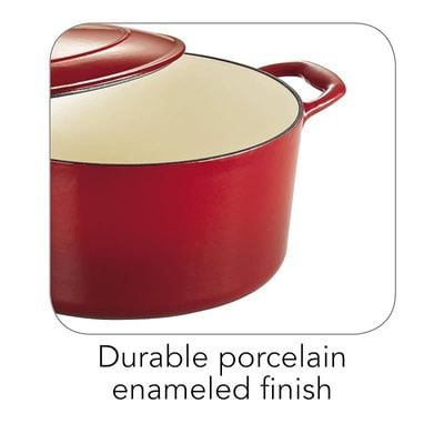 Tramontina Enameled Cast Iron Dutch Oven | 5.5 Quart Capacity Non-stick Dutch Oven Pot With Lid | Red.