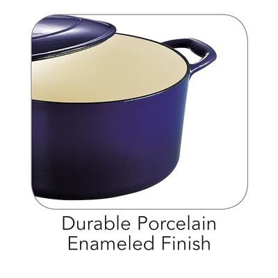 Tramontina Enameled Cast Iron Dutch Oven | 5.5 Quart Capacity Non-stick Dutch Oven Pot With Lid | Blue.