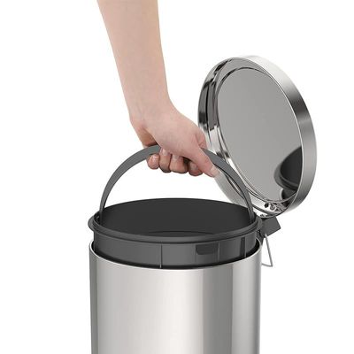 Tramontina 12 Liter Stainless Steel Pedal Trash Bin with a Polished Finish and Removable Internal Bucket