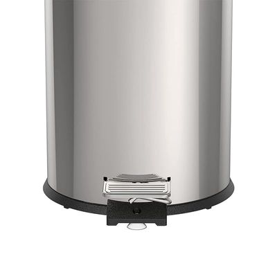 Tramontina 12 Liter Stainless Steel Pedal Trash Bin with a Polished Finish and Removable Internal Bucket