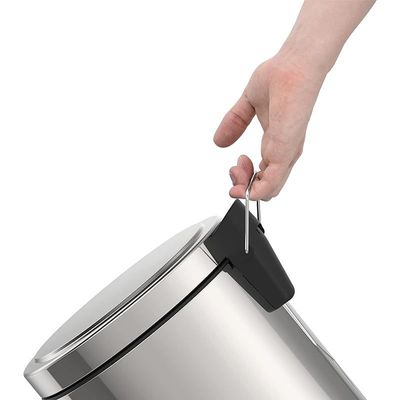 Tramontina 12 Liter Stainless Steel Pedal Trash Bin with a Polished Finish and Removable Internal Bucket