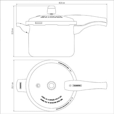 Tramontina Vancouver 20cm 4.5L Graphite Aluminum Pressure Cooker with Interior and Exterior Starflon Max PFOA Free Nonstick Coating