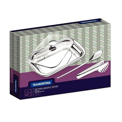 Tramontina 4 Pcs Stainless Steel Serving Pan With Glass Lid