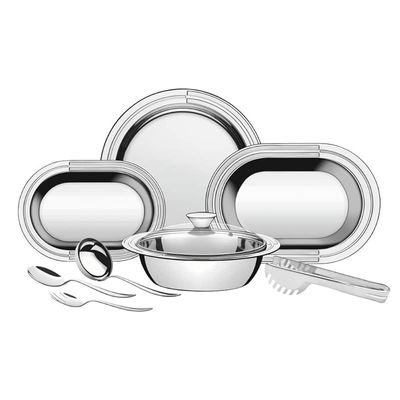 Tramontina Stainless Steel 3 Piece Roasting & Serving Set Cooking Utensils Set, Food Warmer, Chafing Dish Buffet Set, Food Tray, Food Warmer for Parties, Catering