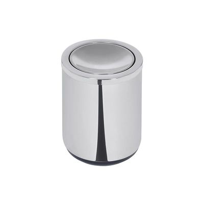 Tramontina Bari 10 Liter Stainless Steel Swing Trash Bin with a Scotch Brite Finish and Polypropylene Base