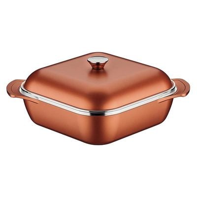 Tramontina Lyon 28cm 5.5L Golden Forged Aluminum Square Casserole with Interior Starflon High Performance PFOA Free Nonstick Coating