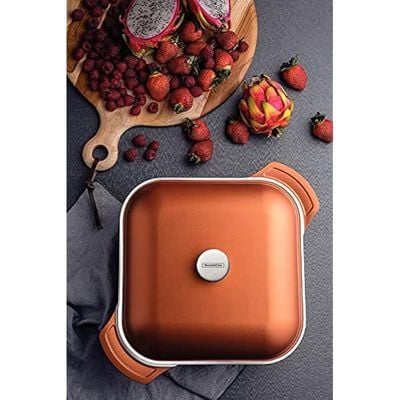 Tramontina Lyon 28cm 5.5L Golden Forged Aluminum Square Casserole with Interior Starflon High Performance PFOA Free Nonstick Coating