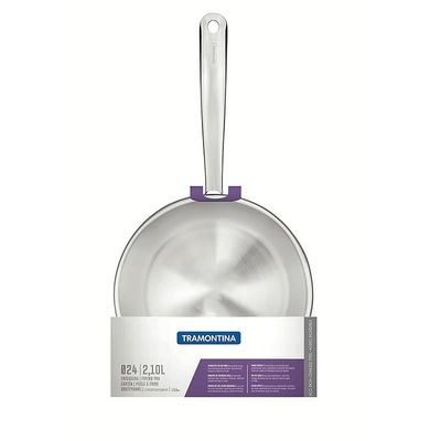 Tramontina Frying Pan Una 24cm 2.10 Lts Stainles Steel Triply Ply Bottom Induction Ready