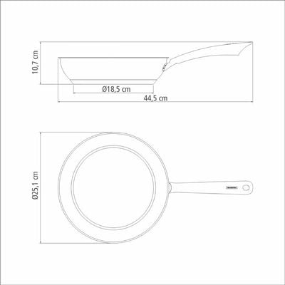 Tramontina Frying Pan Una 24cm 2.10 Lts Stainles Steel Triply Ply Bottom Induction Ready