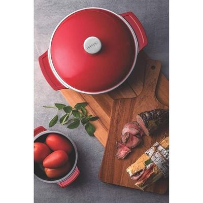 Tramontina Lyon 24cm 3.7L Red Forged Aluminum Casserole with Interior Starflon High Performance PFOA Free Nonstick Coating