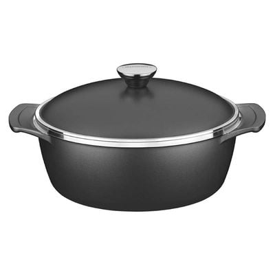 Tramontina Lyon 24cm 3.7L Black Forged Aluminum Casserole with Interior Starflon High Performance PFOA Free Nonstick Coating