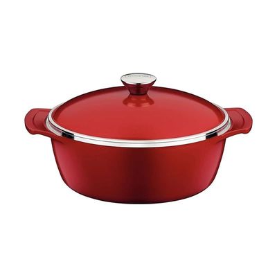 Tramontina Lyon 26cm 4.6L Red Forged Aluminum Casserole with Interior Starflon High Performance PFOA Free Nonstick Coating