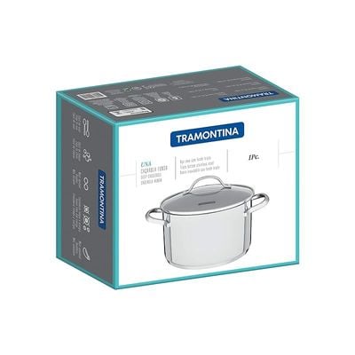 Tramontina Una 24cm 6.1L Stainless Steel Deep Casserole with Tri-ply Bottom