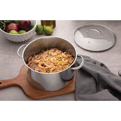 Tramontina Una 24cm 4.8L Stainless Steel Shallow Casserole with Tri-ply Bottom