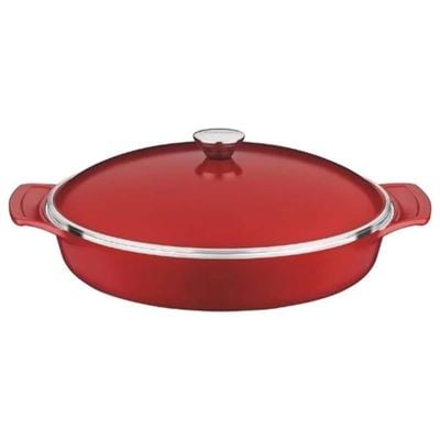 Tramontina Lyon 32cm 4.3L Red Forged Aluminum Frying Pan with Interior Starflon High Performance PFOA Free Nonstick Coating