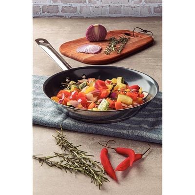 Tramontina Professional 30cm 3.8L Stainless Steel Deep Frying Pan with Tri-ply Bottom and Interior Graphite Ceramic Coating