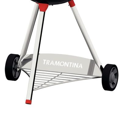 Tramontina TCP-560L Charcoal Grill with Enameled Steel Lid with Thermometer, Stainless Steel Grate, Utensils and Wheels