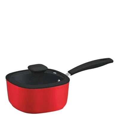 Tramontina Refinatta 18cm 2.2L Aluminum Saucepan with Interior Starflon Premium PFOA Free Nonstick Coating and Red Silicon Exterior