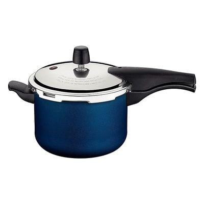 Tramontina Vancouver Pressure Cooker Blue 20 cm 4.50 Litre capacity | 4 Safety Valves and Locking system &amp; Internal/External Non-Stick Coating