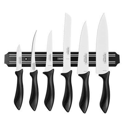 Tramontina 7 Piece Cutlery Knife Set - Stainless Steel Flatware Silverware Set Sharp Professional Kitchen Chef Cooking Knives set with Black Handles